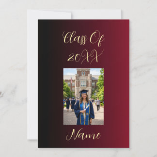 Klas van Jaar Foto Burgundy Zwarte Ombre Accent Kaart