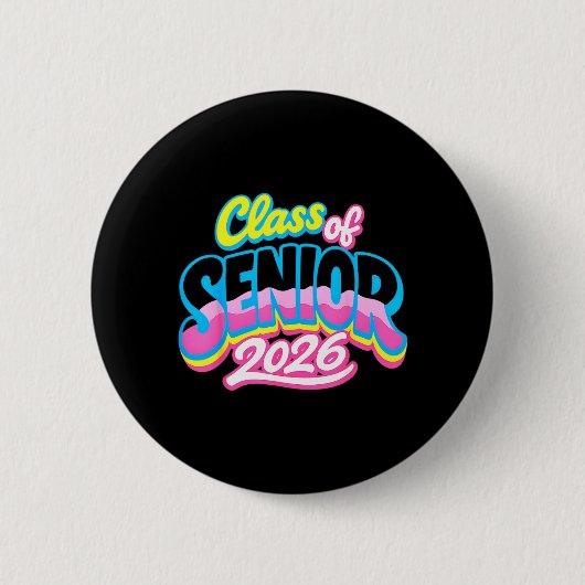 Klas van Senior 2026 Grad Kids Afstuderen Grappig Ronde Button 5,7 Cm (Voorkant)