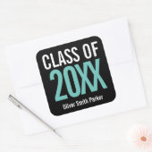 Klas van Teal Bold Persoonlijke Afstudeerfeest Vierkante Sticker (Envelop)