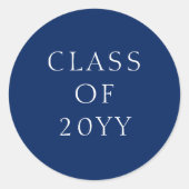 Klas van uw aangepaste jaar blauwe ronde sticker (Voorkant)