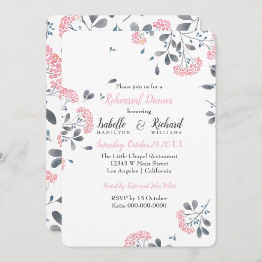 Klasachtige roze waterverf kaart (Voorkant / Achterkant)