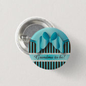 Klasblauw en bruine strepen ronde button 3,2 cm (Voorkant /achterkant)