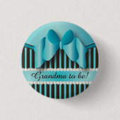 Klasblauw en bruine strepen ronde button 3,2 cm (Voorkant)