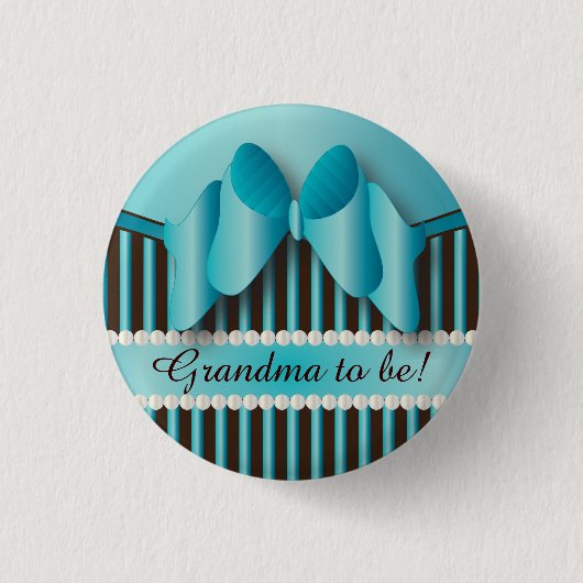 Klasblauw en bruine strepen ronde button 3,2 cm (Voorkant)