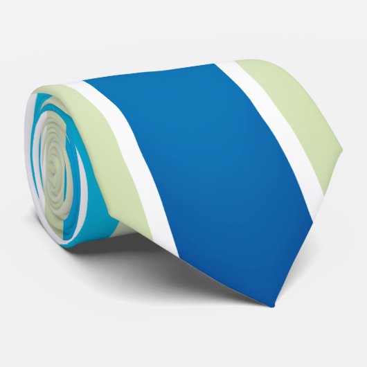 Klasblauw en wit met zachte groene strepen Stropda Stropdas (Opgerold)