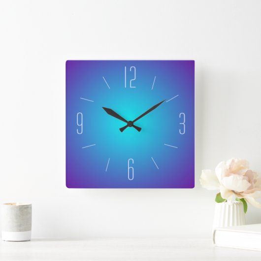 Klasblauw verlicht ontwerp > wandklok (Huis)