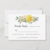 Klasgele bloemen groen zomerhuwelijk RSVP (Voorkant)