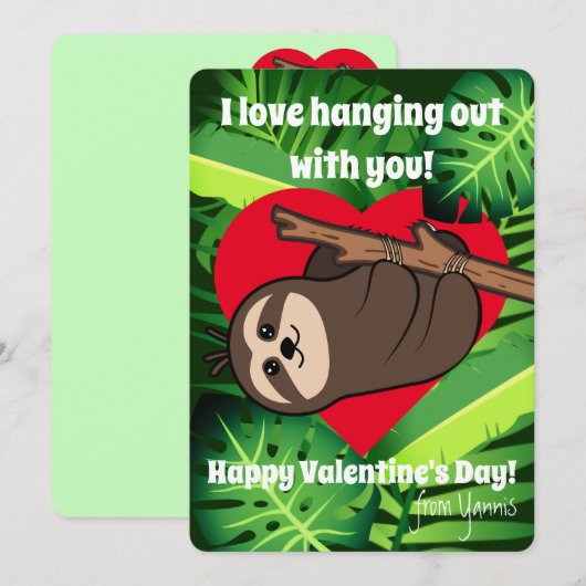 Klasgenoten Schattige Sloth "Liefde opknoping uit  Feestdagenkaart (Voorkant / Achterkant)