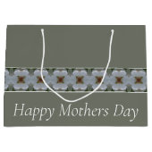  klasgrijze en witte Floral Groot Cadeauzakje (Voorkant)