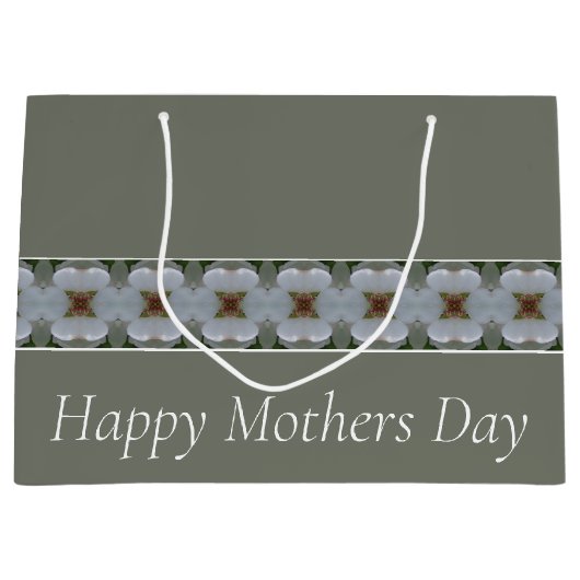  klasgrijze en witte Floral Groot Cadeauzakje (Voorkant)