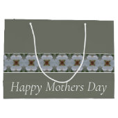  klasgrijze en witte Floral Groot Cadeauzakje (Achterkant)