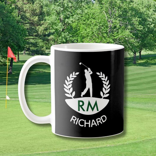 KLASIEKE GOLFER MONOGRAM NAAM KOFFIEMOK