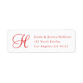 Klaskerstrood en wit adres w/Monogram Etiket (Voorkant)