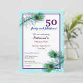 Klasklas en hedendaagse peacock-veren kaart (Staand voorkant)