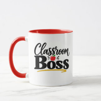 Klaslokaal Baas Grappige Leraar Appel Typografie Mok