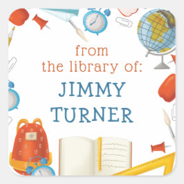 Klaslokaal Bookplate Vierkante Sticker