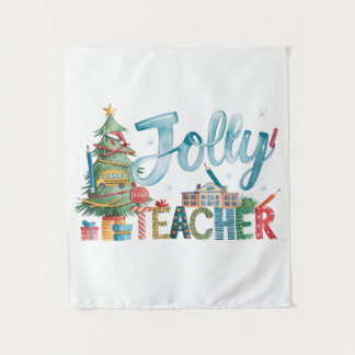 Klaslokaal Cadeau | Prettig Kerstfeest Jolly Leraa Wandkleed