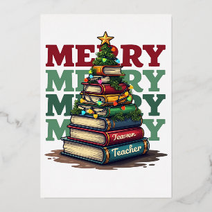 Klaslokaal Cadeau Prettig Kerstfeest Leraar Boek Folie Uitnodiging