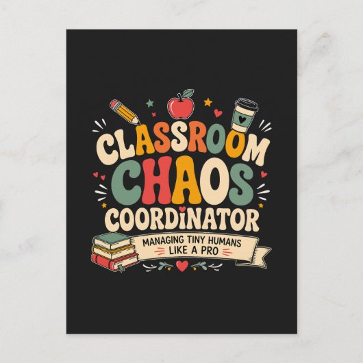 Klaslokaal Chaos Coördinator Briefkaart (Voorkant)