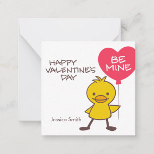 Klaslokaal Eendje BE MINE Ballon Valentijnsdag Notitiekaartje