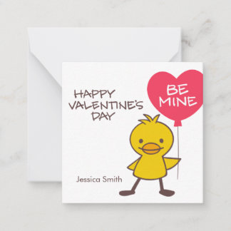 Klaslokaal Eendje BE MINE Ballon Valentijnsdag Notitiekaartje