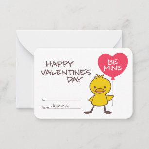 Klaslokaal Eendje MIJN Valentijnsballon Notitiekaartje