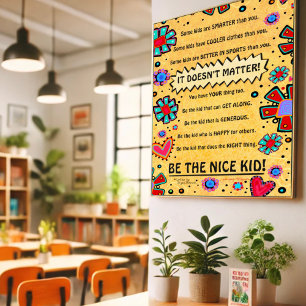 Klaslokaal Mooi Kind Bloemenharten Leuke Leraar Poster