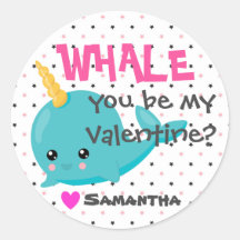 Klaslokaal Narwhal Valentijn "Whale you be mine"