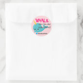 Klaslokaal Narwhal Valentijn "Whale you be mine" Ronde Sticker (Tas)