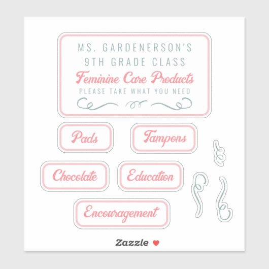 Klaslokaal Periode Vrouwelijke verzorging Labels (Vel)