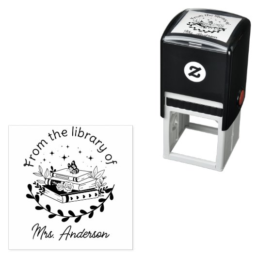 Klaslokaal "Uit de bibliotheek van" boekenplaat Fl Zelfinktende Stempel (In situ)