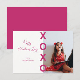 Klaslokaal Valentijns Hot Pink XOXO Fotokaart Bedankkaart