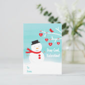 Klaslokaal Valentijns voor de Kinder Sneeuwman van Feestdagenkaart (Staand voorkant)