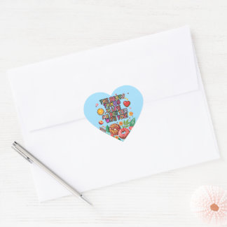 Klaslokaal Valentijnsdag Boho Donuts en Bloemen Hart Sticker