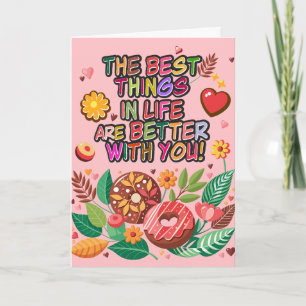 Klaslokaal Valentijnsdag Boho Donuts en Bloemen Kaart