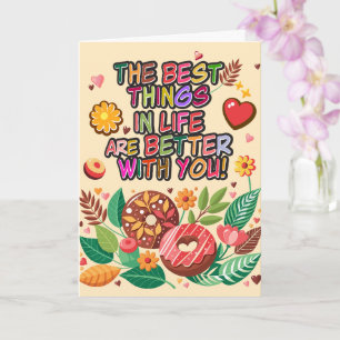 Klaslokaal Valentijnsdag Boho Donuts en Bloemen Kaart