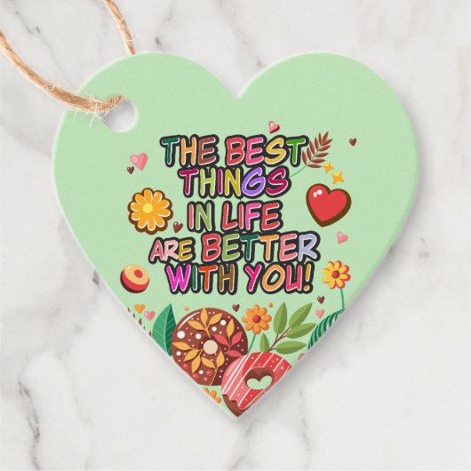 Klaslokaal Valentijnsdag Boho Donuts en Flowers Bedankjes Labels (Voorkant)