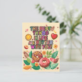 Klaslokaal Valentijnsdag Boho Donuts en Flowers Feestdagenkaart (Staand voorkant)