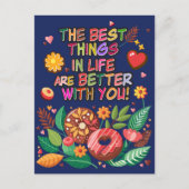 Klaslokaal Valentijnsdag Boho Donuts en Flowers Feestdagenkaart (Voorkant)