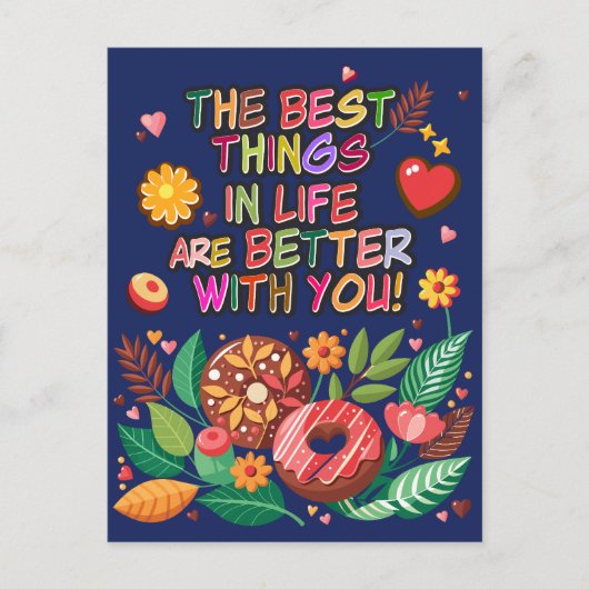 Klaslokaal Valentijnsdag Boho Donuts en Flowers Feestdagenkaart (Voorkant)