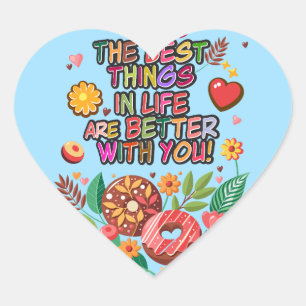 Klaslokaal Valentijnsdag Boho Donuts en Flowers Hart Sticker