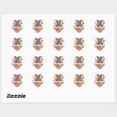 Klaslokaal Valentijnsdag Boho Donuts en Flowers Hart Sticker (Vel)