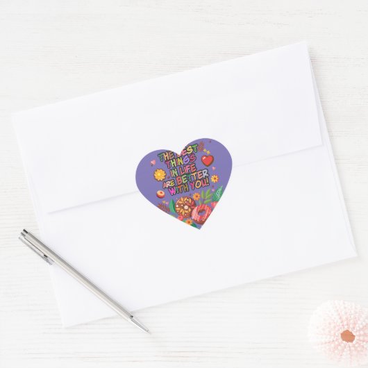 Klaslokaal Valentijnsdag Boho Donuts en Flowers Hart Sticker (Envelop)