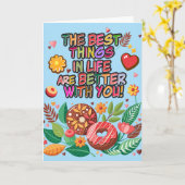 Klaslokaal Valentijnsdag Boho Donuts en Flowers Kaart (Gele Bloem)