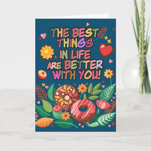 Klaslokaal Valentijnsdag Boho Donuts en Flowers Kaart (Voorkant)