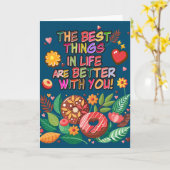 Klaslokaal Valentijnsdag Boho Donuts en Flowers Kaart (Gele Bloem)