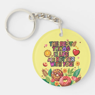 Klaslokaal Valentijnsdag Boho Donuts en Flowers Sleutelhanger