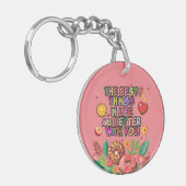 Klaslokaal Valentijnsdag Boho Donuts en Flowers Sleutelhanger (Voorkant Links)