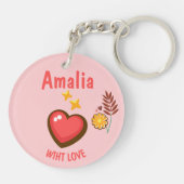Klaslokaal Valentijnsdag Boho Donuts en Flowers Sleutelhanger (Achterkant)