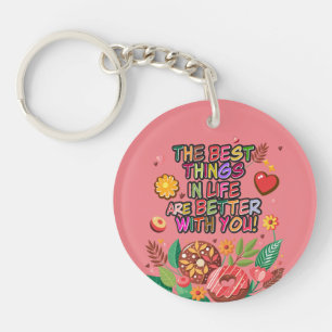 Klaslokaal Valentijnsdag Boho Donuts en Flowers Sleutelhanger